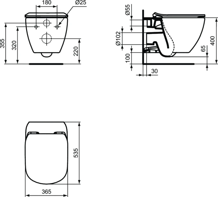 Miska wisząca IDEAL STANDARD TESI AquaBlade 54x37cm, biała T007901