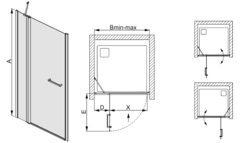 Drzwi prysznicowe SANPLAST PRESTIGE DJ2/PRIII 110cm, szkło W0, biały 600073081001401