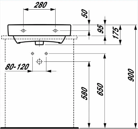 Umywalka LAUFEN PRO 55x38cm, biała H8179580001041
