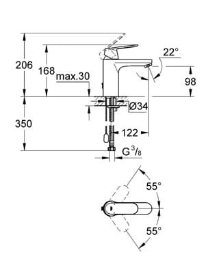 Bateria umywalkowa GROHE EUROSMART COSMOPOLITAN wysoka, bez korka, chrom 23326000