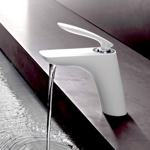 Bateria umywalkowa KLUDI BALANCE WHITE bez korka, biała / chrom 520269175
