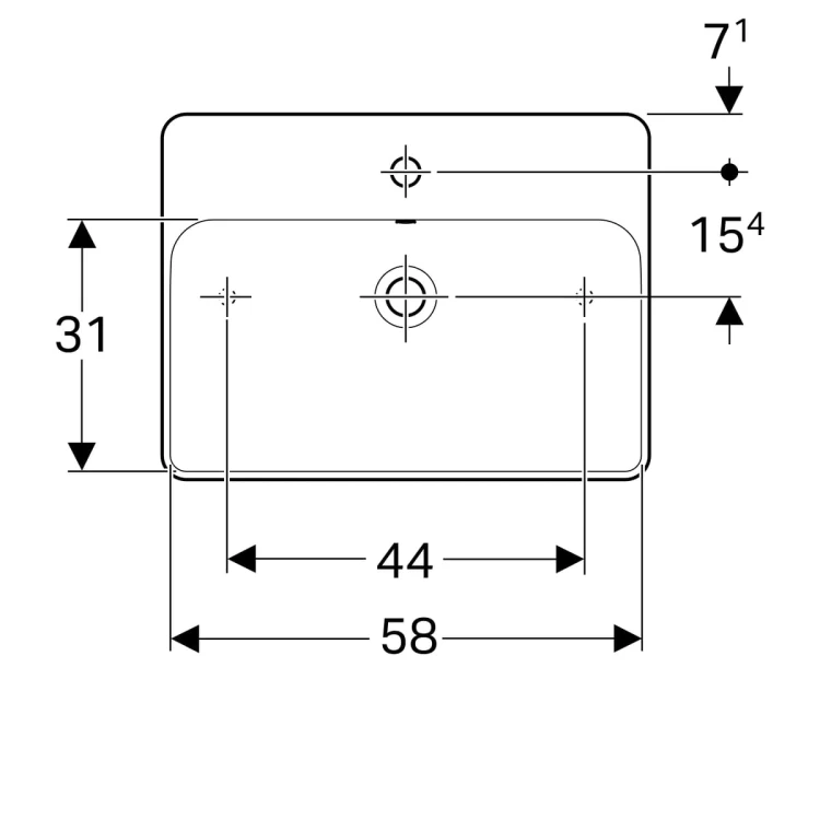 Umywalka nablatowa KOŁO VARIFORM 60x46cm prostokątna, biała 500.780.01.6