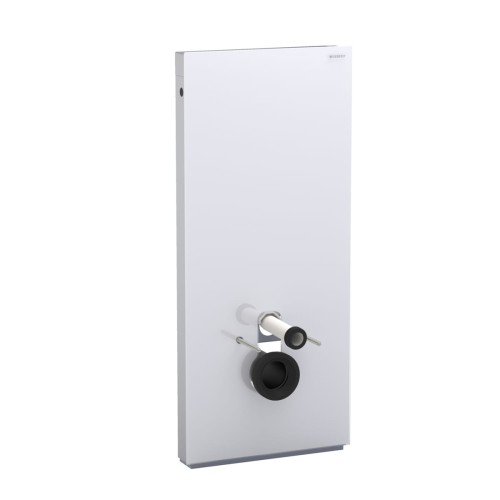 Moduł sanitarny do WC GEBERIT MONOLITH H114, przyłącze z tyłu, szkło białe / aluminium szczotkowane 131.031.SI.5