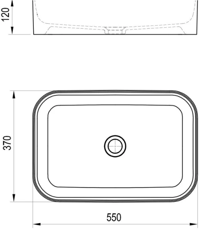Umywalka nablatowa RAVAK CERAMIC SLIM R 55x37cm, b/otw., b/przel. biały  XJX01155002