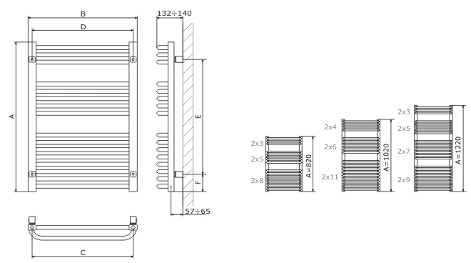 Grzejnik TERMA TYTUS L=44cm, H=102cm, 697W, przyłącze SX, biały WGTYT1020440FA-MK-916-SX