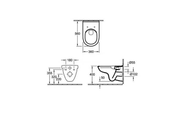 Miska wisząca VILLEROY&BOCH O.NOVO DirectFlush, z deską wolnoopadającą, biały 5660HR01