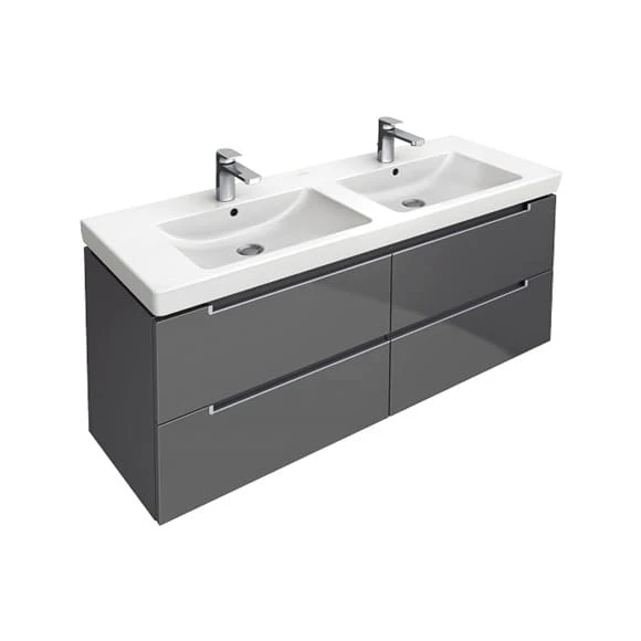 Umywalka VILLEROY&BOCH SUBWAY 2.0 130x47cm, meblowa, podwójna, z 2 otworami, biała ceramicplus 7175D0R1