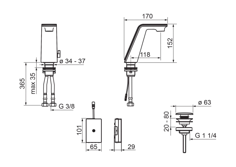 Bateria umywalkowa ORAS IL BAGNO ALESSI SENSE 3V chrom 8710F