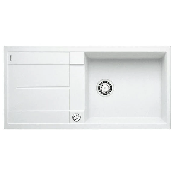 Zlewozmywak granitowy BLANCO METRA XL 6 S 100x50 cm, z korkiem aut., biały, PuraDur 515280