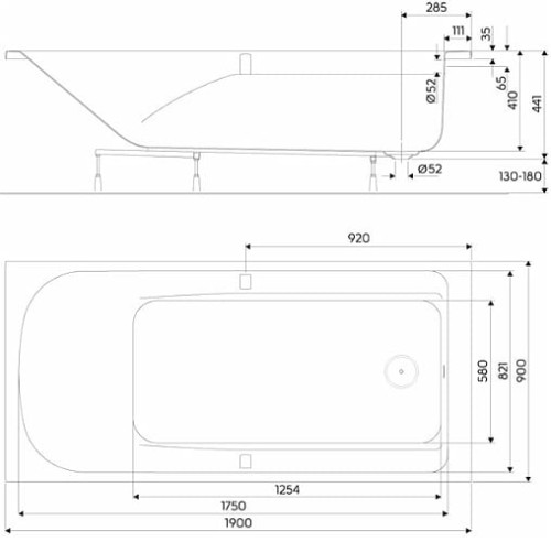 Wanna prostokątna KOŁO COMFORT PLUS 190x90cm, z uchwytami, biała XWP1491000