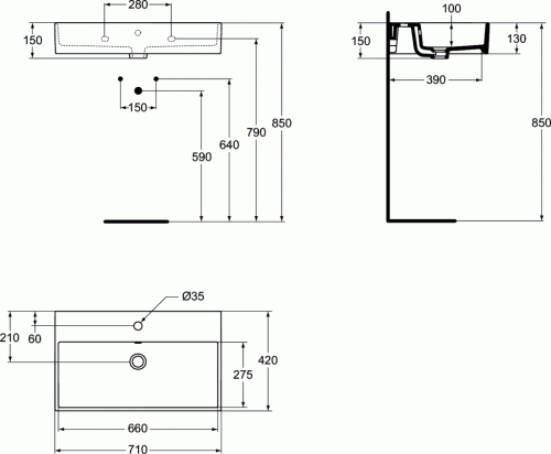 Umywalka IDEAL STANDARD STRADA 71x42cm, biała K078201