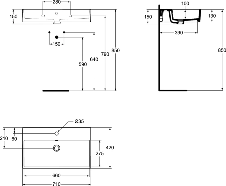 Umywalka IDEAL STANDARD STRADA 71x42cm, biała K078201