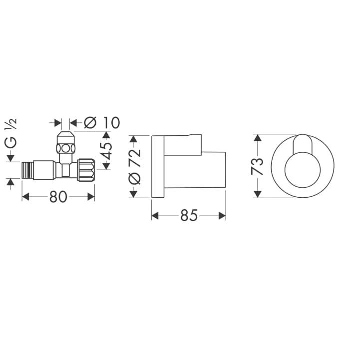 Zawór kątowy HANSGROHE 1/2"x3/8" z zaciskiem i osłoną, chrom 13954000