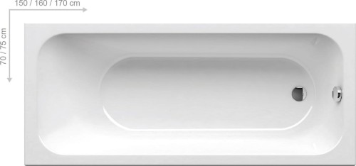 Wanna prostokątna RAVAK CHROME 170x75cm biała C741000000