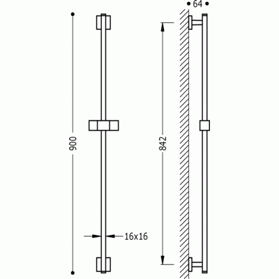 Drążek natryskowy TRES CUADRO 90cm chrom 107935
