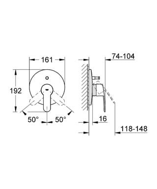 Bateria wannowa GROHE EUROSTYLE COSMOPOLITAN el. zewnętrzny, chrom 19506002