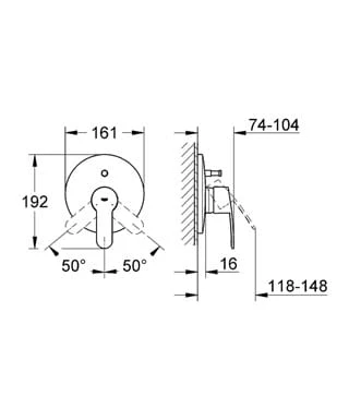 Bateria wannowa GROHE EUROSTYLE COSMOPOLITAN el. zewnętrzny, chrom 19506002