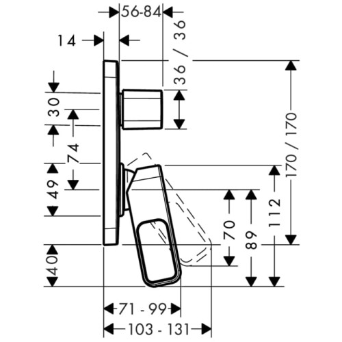 Bateria wannowa AXOR URQUIOLA podtynkowa, element zewnętrzny, chrom 11425000