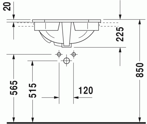 Umywalka wpuszczana w blat DURAVIT 1930 58x47cm, biała 0476580000