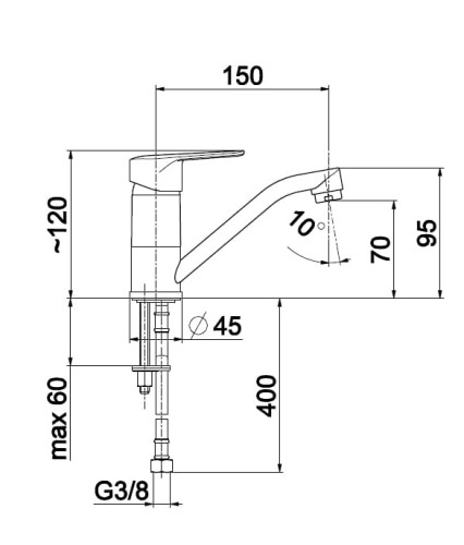 Bateria umywalkowa KFA GERMAN z obrotową wylewką chrom 451291500