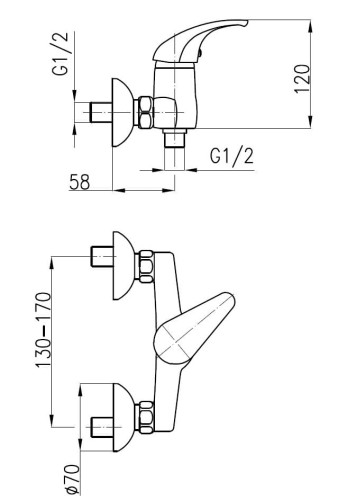 Bateria natryskowa KFA BARYT chrom 55601000