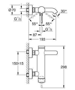 Bateria wannowa GROHE ESSENCE chrom 33624001