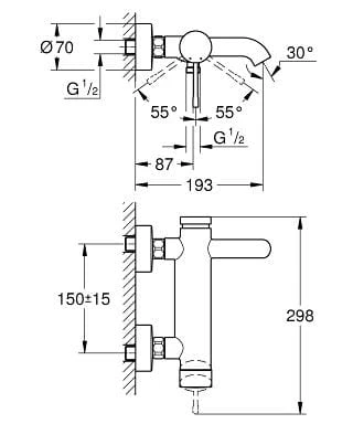 Bateria wannowa GROHE ESSENCE chrom 33624001