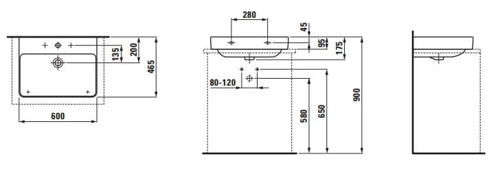 Umywalka LAUFEN PRO S 60x46,5cm, szlifowana, biała H8169630001041
