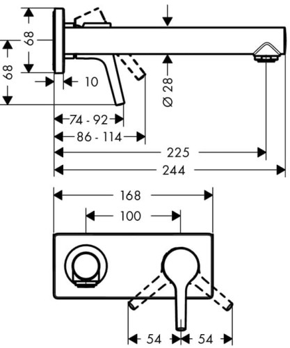 Bateria umywalkowa HANSGROHE TALIS S 2 ścienna chrom 72111000