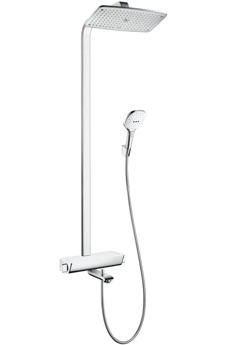 Komplet prysznicowy HANSGROHE RAINDANCE SELECT E 360 1 Jet z ramieniem 38cm, chrom/biały 27113400